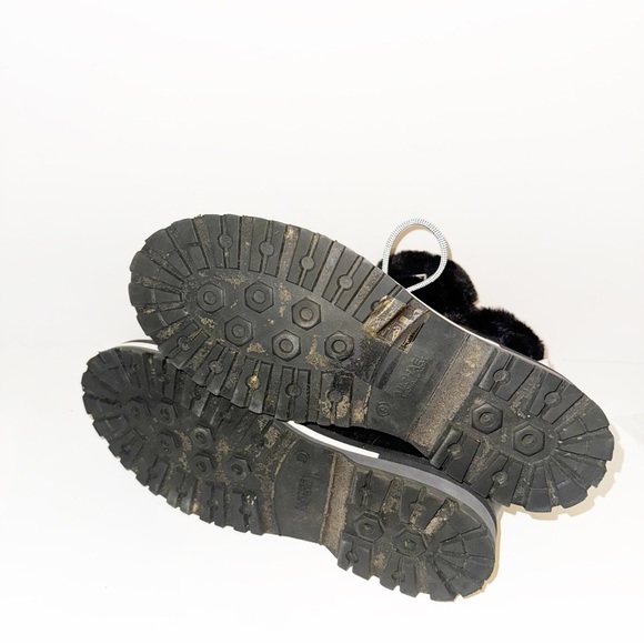 Michael Kors Black Lanis PVC & Faux Fur Rain Boot Sz 9 Reflective Laces - Picture 4 of 16